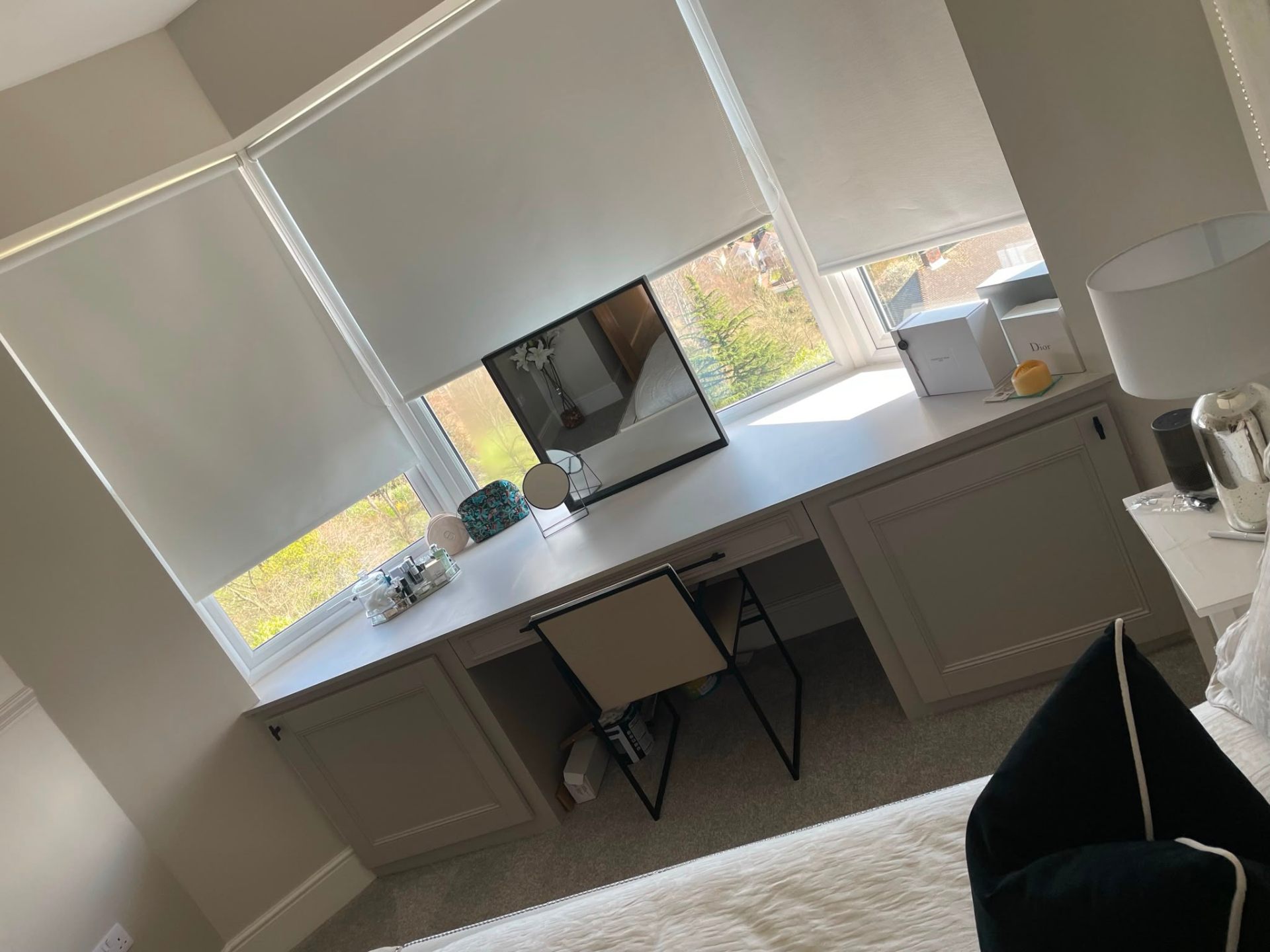 Built-in bespoke dressing table with drawers, alternate view